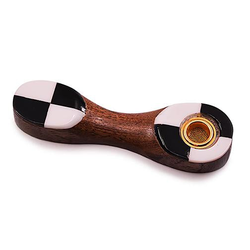 Mini Wooden Pipe - Checkers (3.5")
