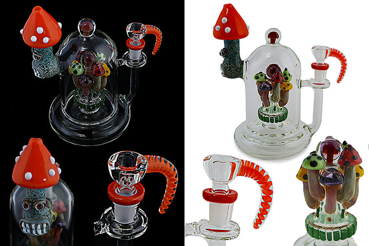 Detailed Handmade Mushroom Glass Water Pipe