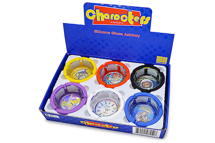 Characters Glass Ashtray w/ Silicone Sleeve (Box of 6)