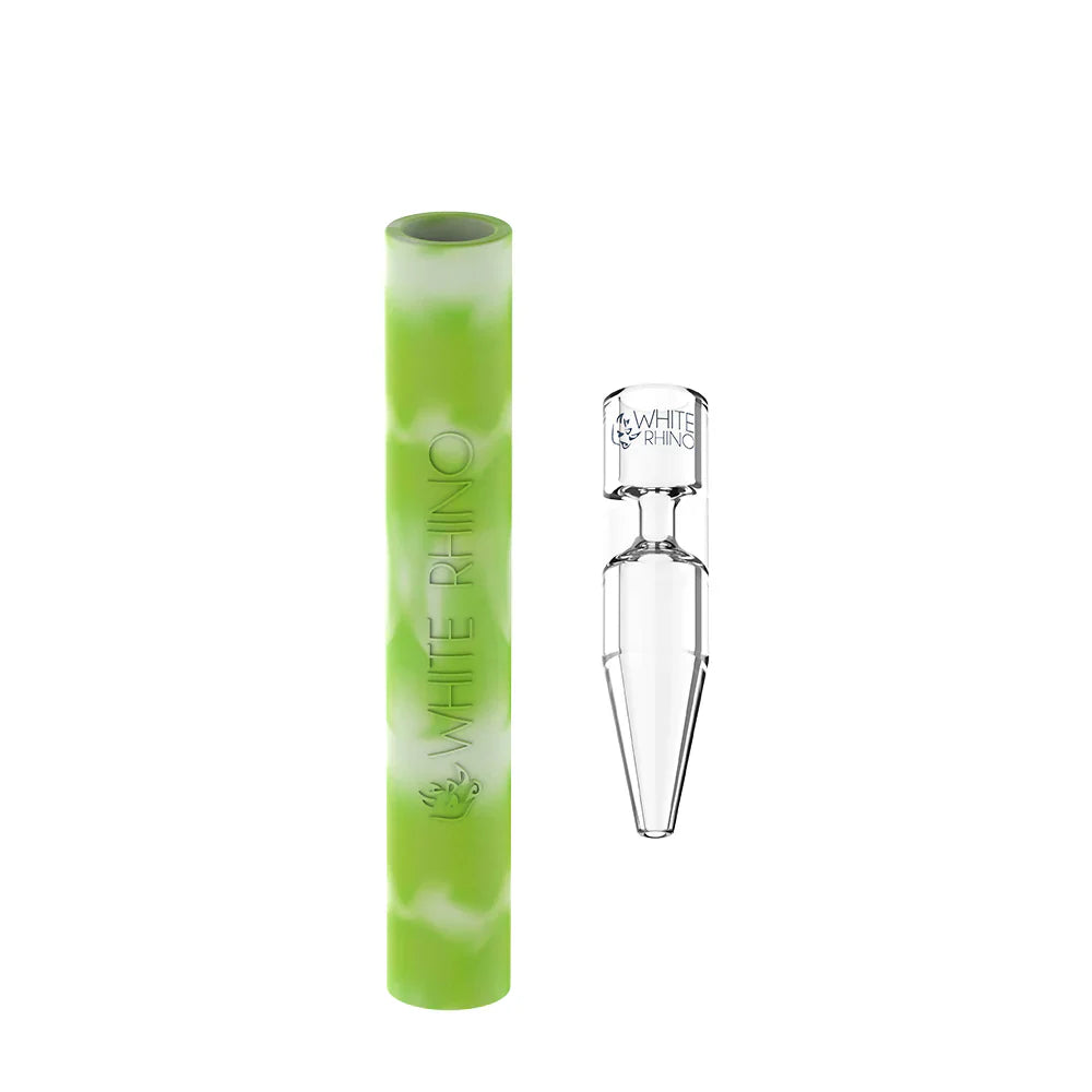 White Rhino - Premium Quartz Chillum To Straw Glow In The Dark (25ct)