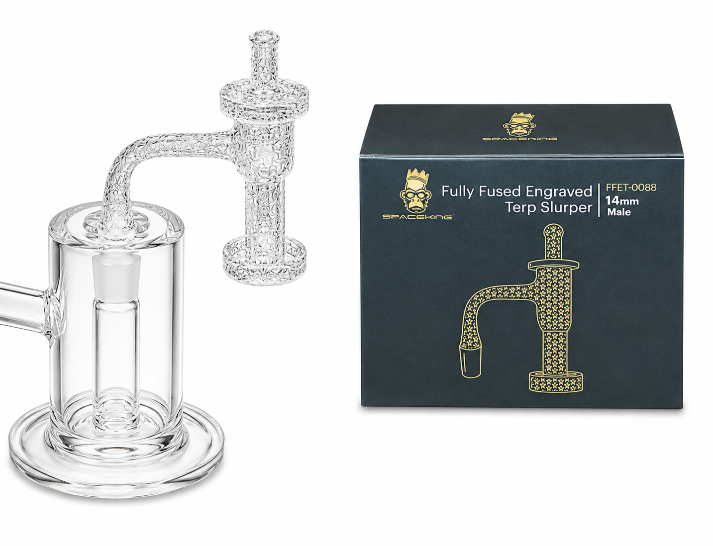 Space King Fully Fused Engraved Terp Slurper (Black / Gold)