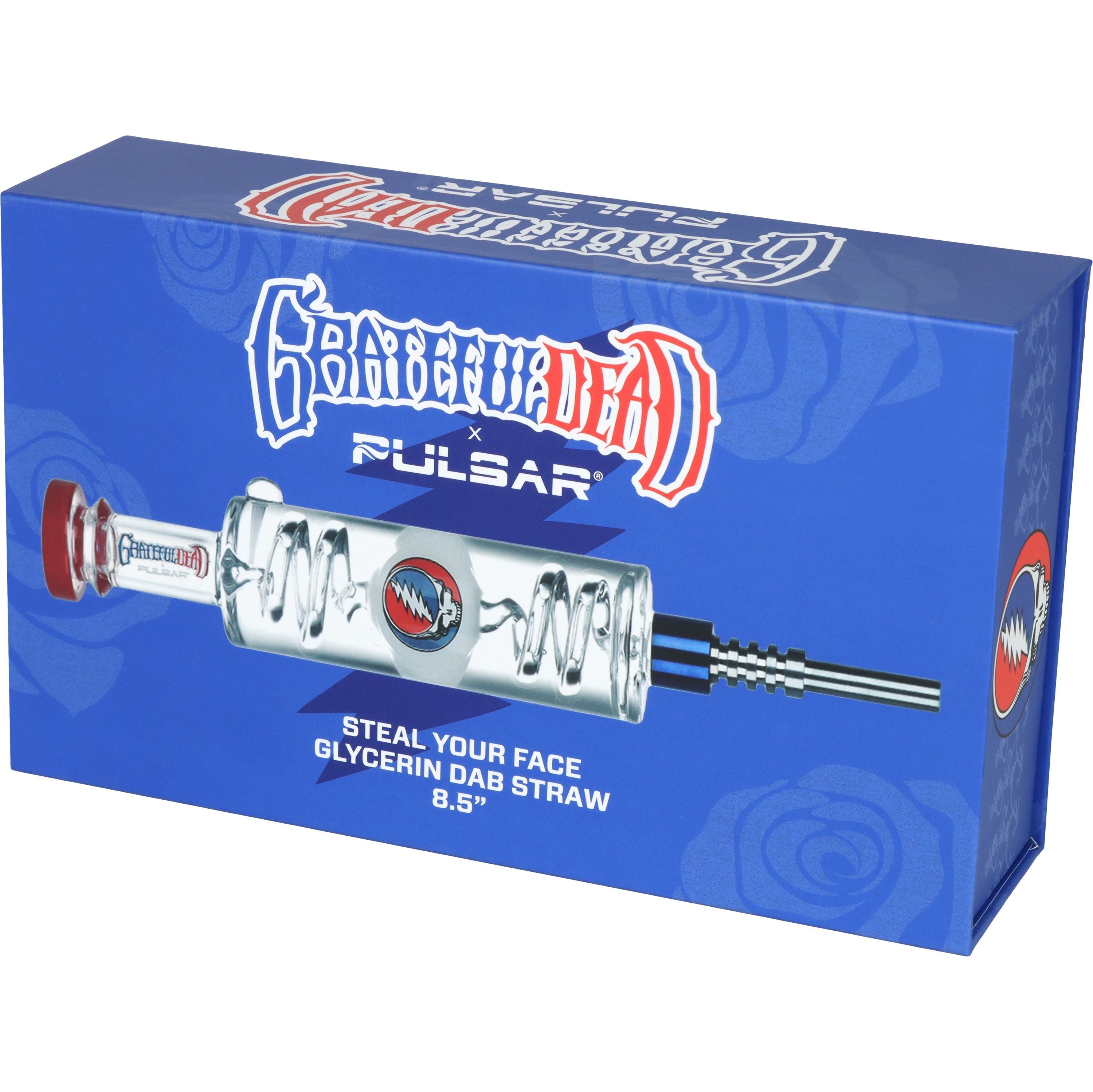 Grateful Dead x Pulsar Steal Your Face Glycerin Glass Dab Straw - 8.5", BDD Wholesale