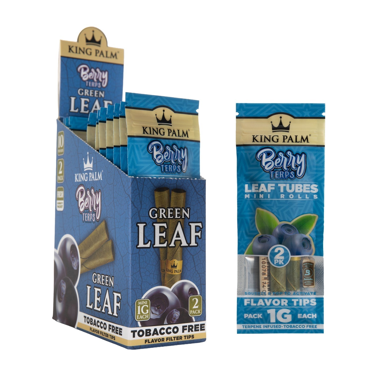 King Palm Flavored Mini Leaf Tubes – 2/Pack – 10-Count Display