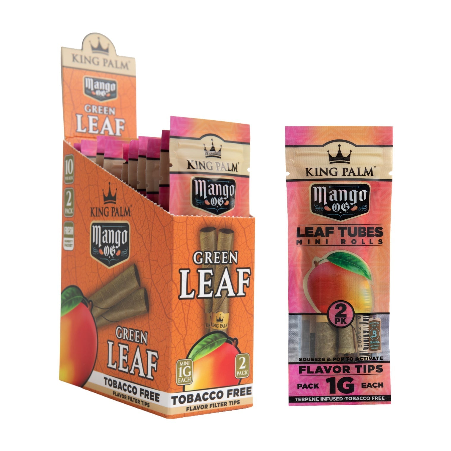 King Palm Flavored Mini Leaf Tubes – 2/Pack – 10-Count Display