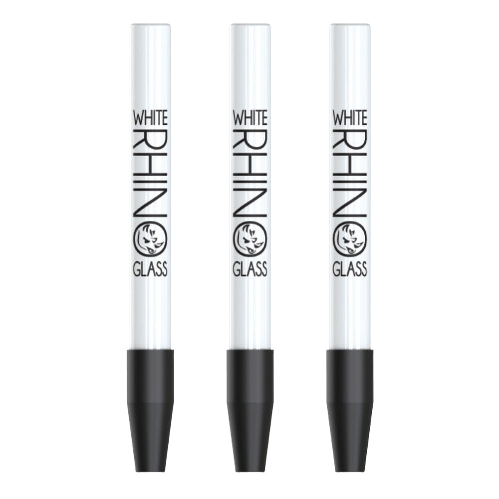25pc Display - White Rhino Ceramic Dab Straw w/ Silicone Cap - 5"