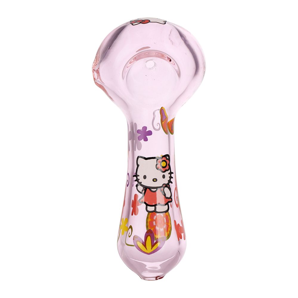 3CT BUNDLE - Cute Kitty Glass Spoon Pipe  - 4.5" / Designs Vary, BDD Wholesale