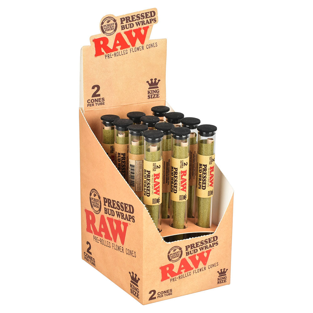 RAW Pressed Bud Wrap Cone | 12pc Display, BDD Wholesale