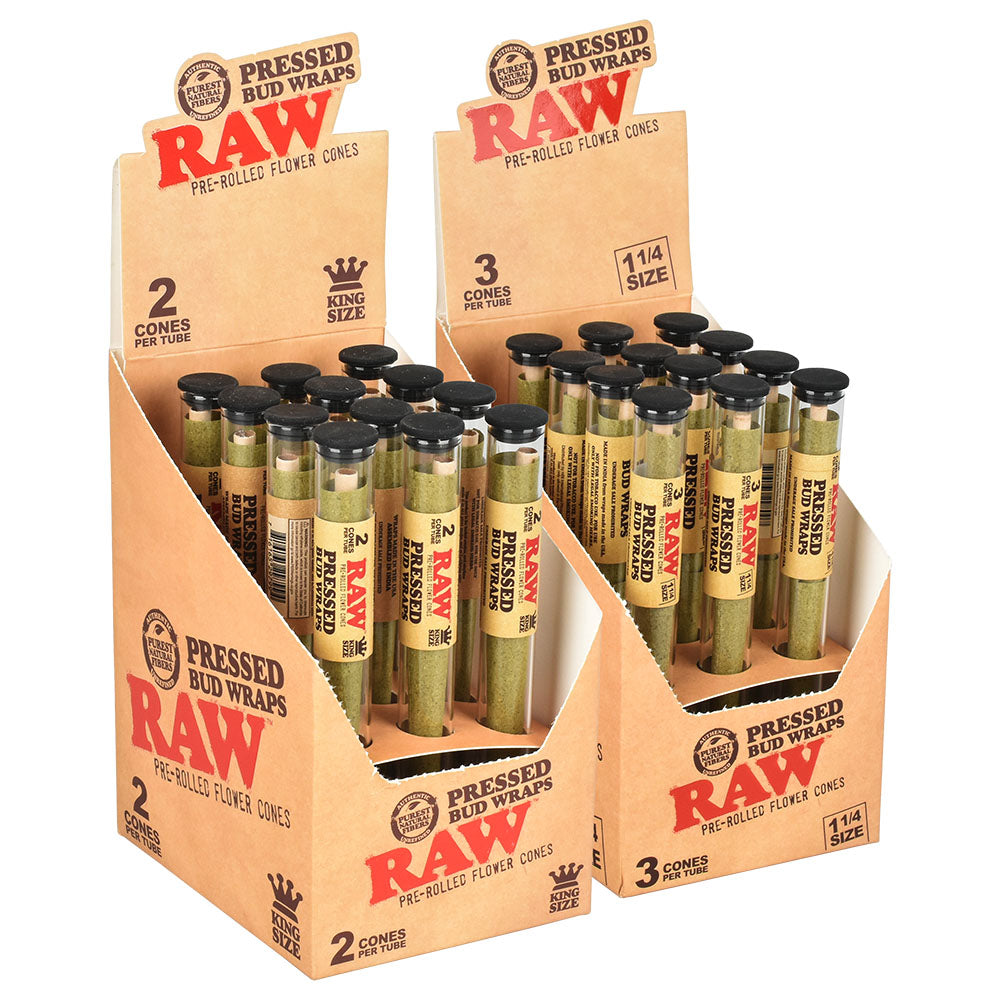 RAW Pressed Bud Wrap Cone | 12pc Display, BDD Wholesale