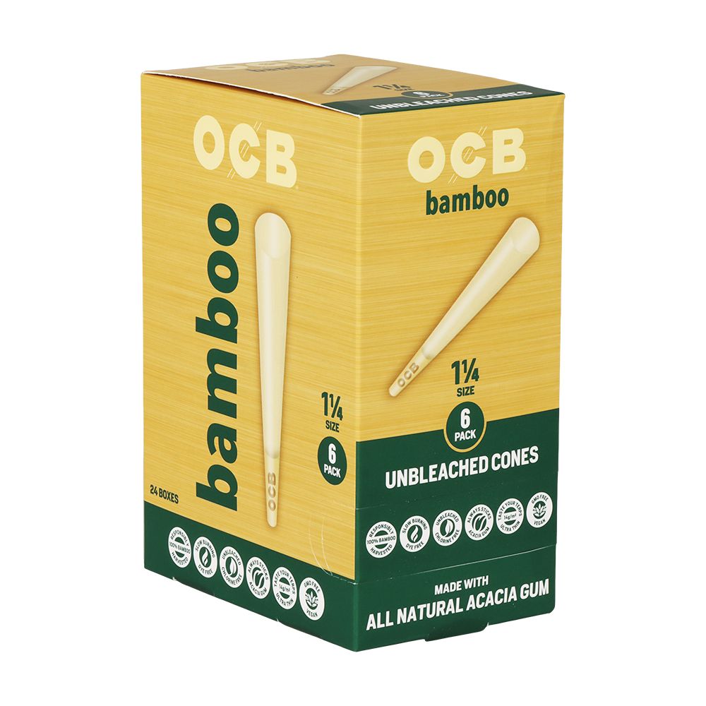 OCB Unbleached Bamboo Pre-Rolled Cones | 24pk Display, BDD Wholesale