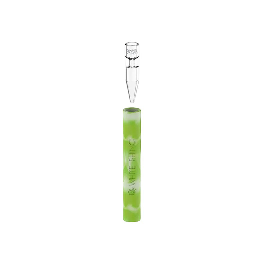 25CT DISPLAY - White Rhino Quartz Chillum To Straw - 5" / Glow In The Dark