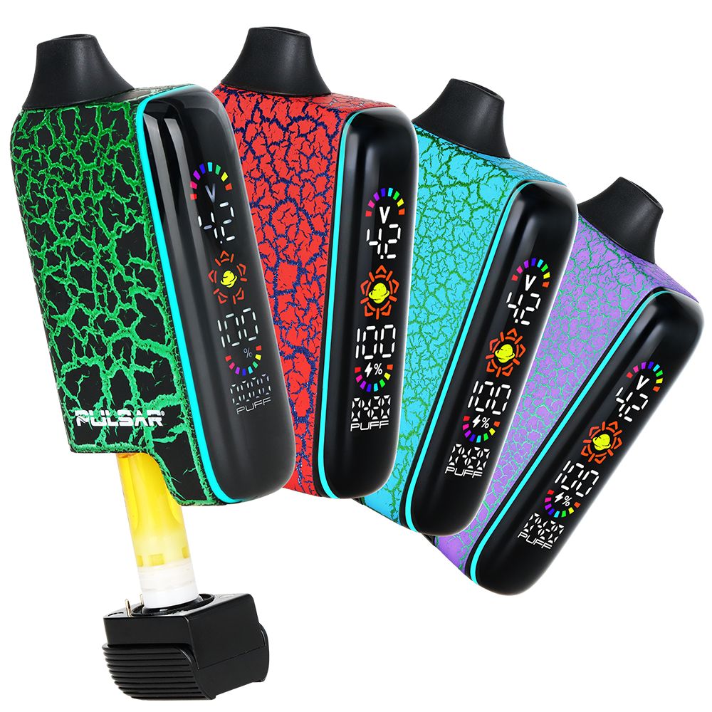 8CT DISPLAY - Pulsar 510 DL 5.0 LCD Screen Vape Bar Crackle Series - 1000mAh / Assorted Colors, BDD Wholesale