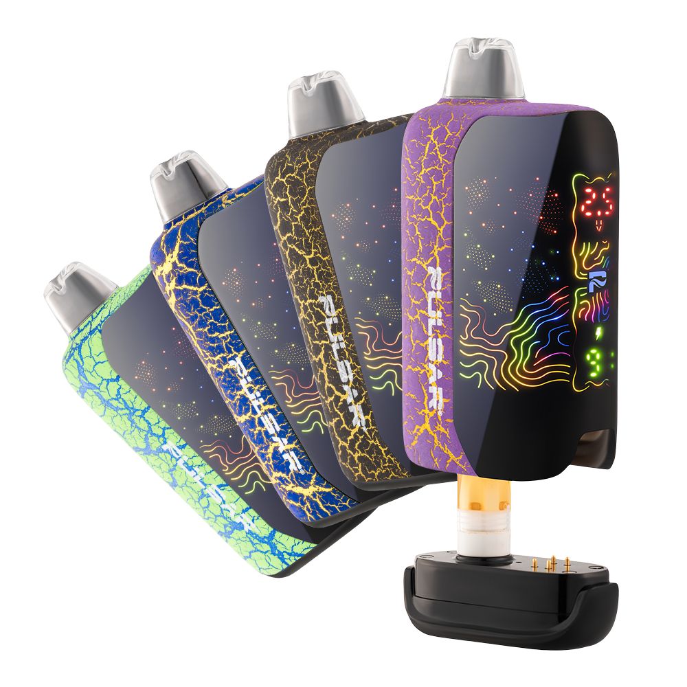 8CT DISPLAY - Pulsar 510 DL 6.0  Curved LCD Screen Vape Bar Crackle Series - 1000mAh / Assorted Colors, BDD Wholesale