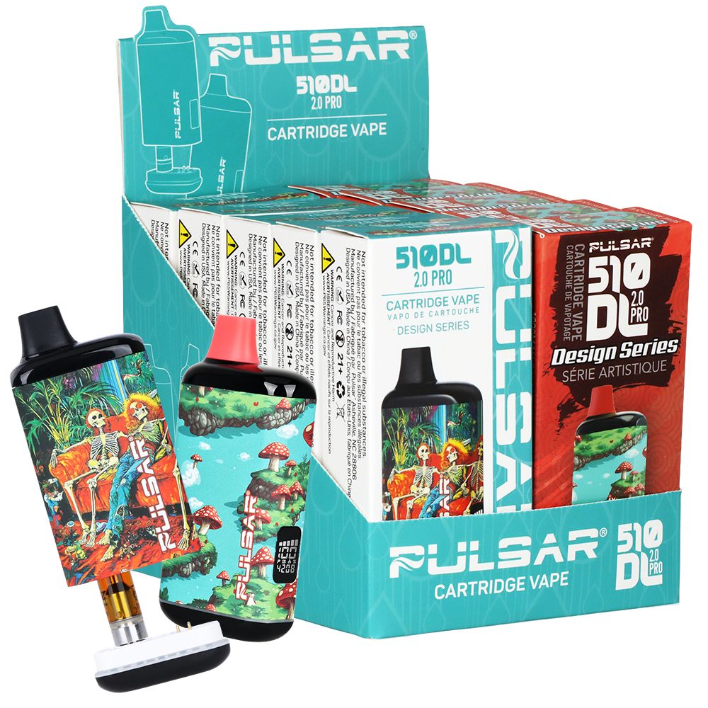 10CT DISPLAY - Pulsar 510 DL 2.0 PRO Design Series Variable Voltage Vape Bar - 1000mAh / Assorted Designs 1, BDD Wholesale