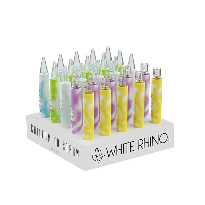 White Rhino - Premium Quartz Chillum To Straw Glow In The Dark (25ct)