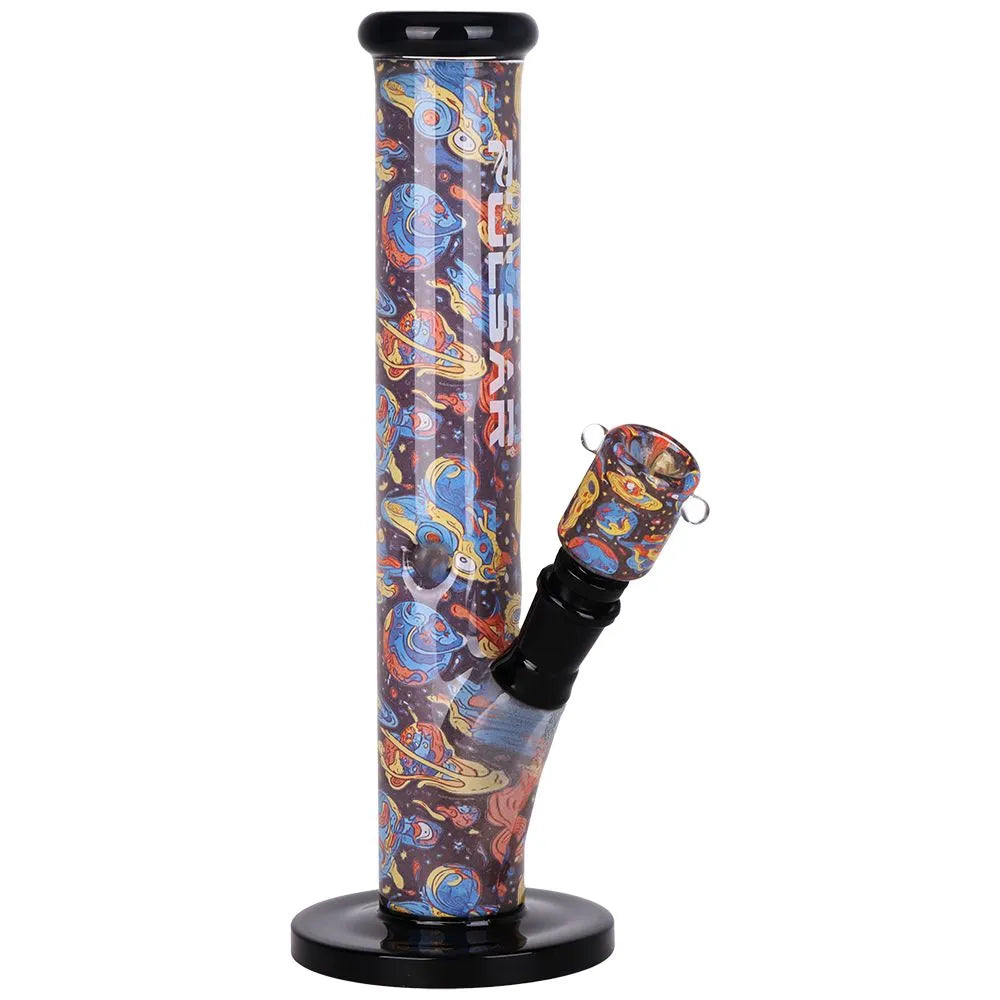 Pulsar Inside Print Straight Tube Glass Water Pipe | 11.25" | 14mm F, BDD Wholesale