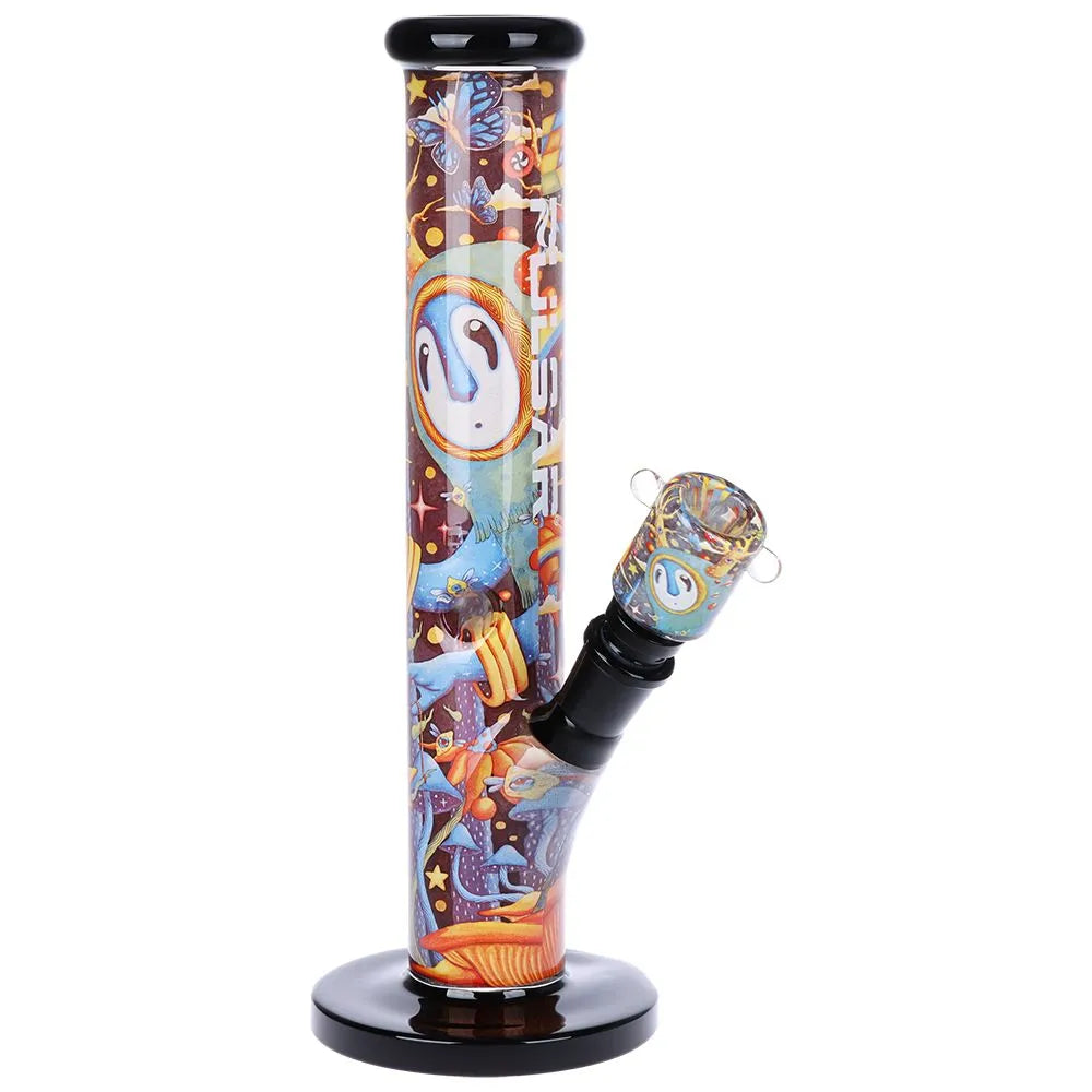 Pulsar Inside Print Straight Tube Glass Water Pipe | 11.25" | 14mm F, BDD Wholesale