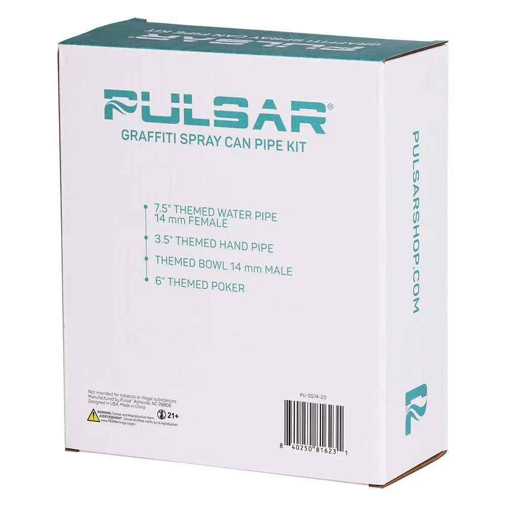 Pulsar Graffiti Series Spray Paint Glass Water Pipe Set / 7.5" / 14mm F, BDD Wholesale