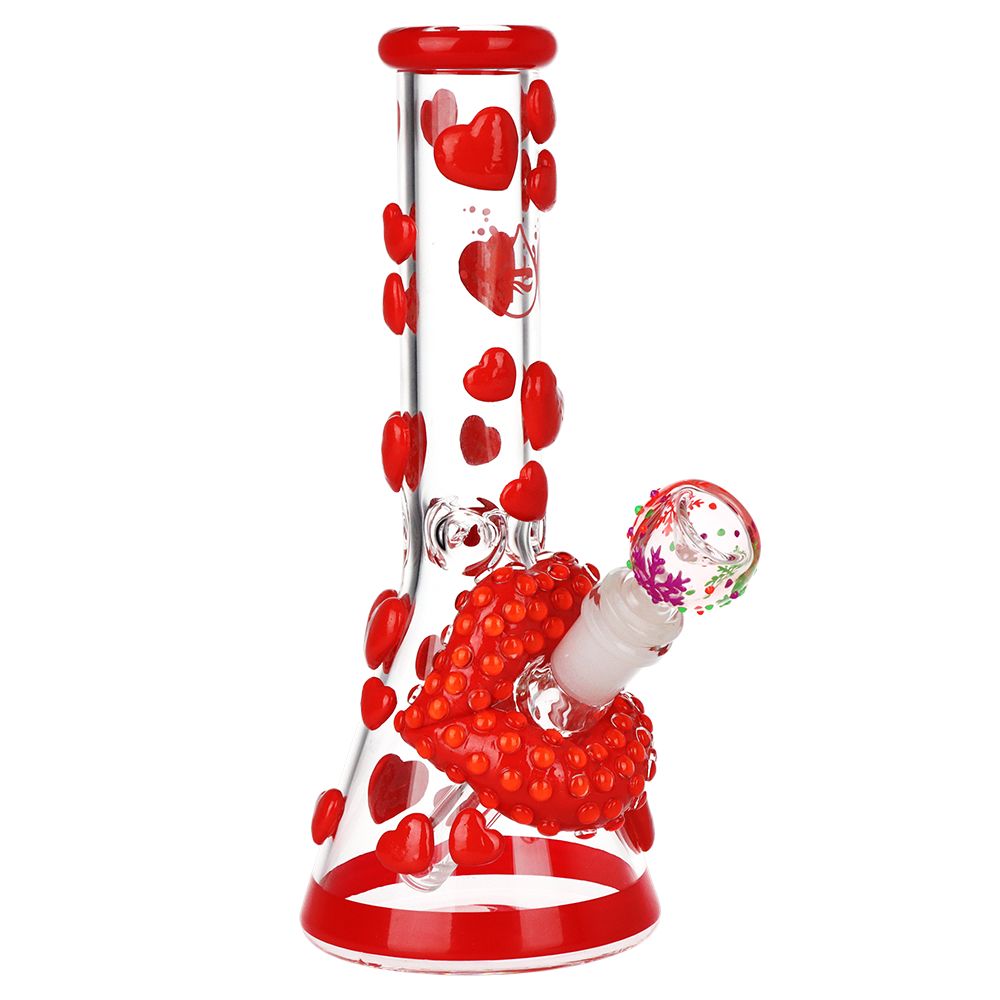 Pulsar Kiss My Lips Glow In Dark Beaker Glass Water Pipe - 9.75" / 14mm F, BDD Wholesale