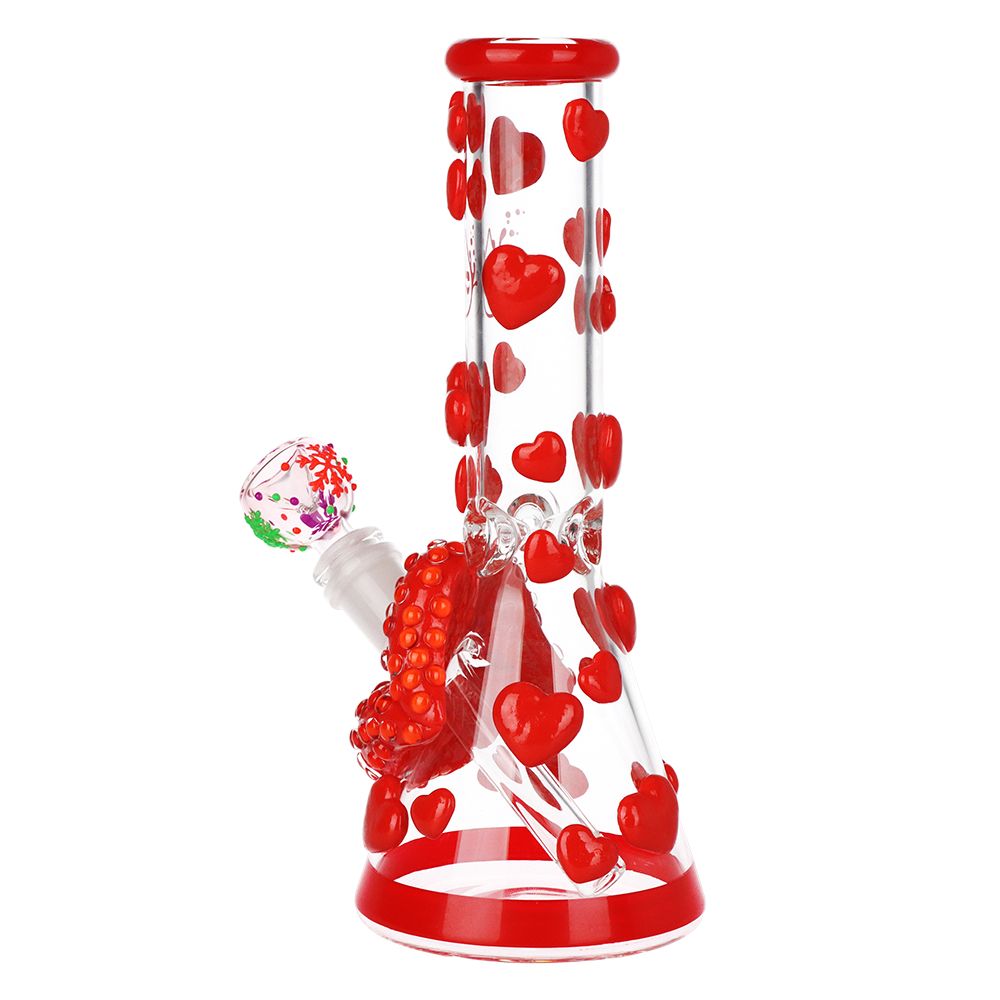 Pulsar Kiss My Lips Glow In Dark Beaker Glass Water Pipe - 9.75" / 14mm F, BDD Wholesale