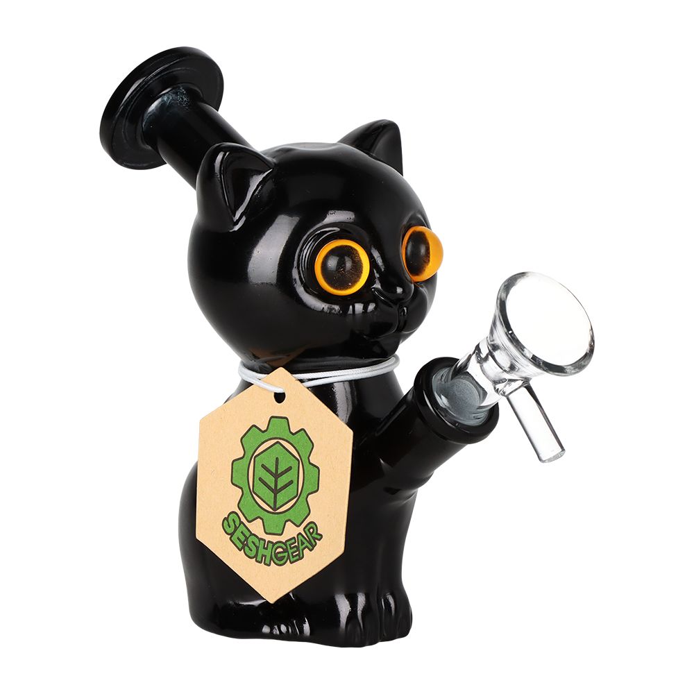 2PC SET - SeshGear Mesmorizing Kitty Glass Water Pipe  - 4.75" / 14mm F / Assorted Colors, BDD Wholesale