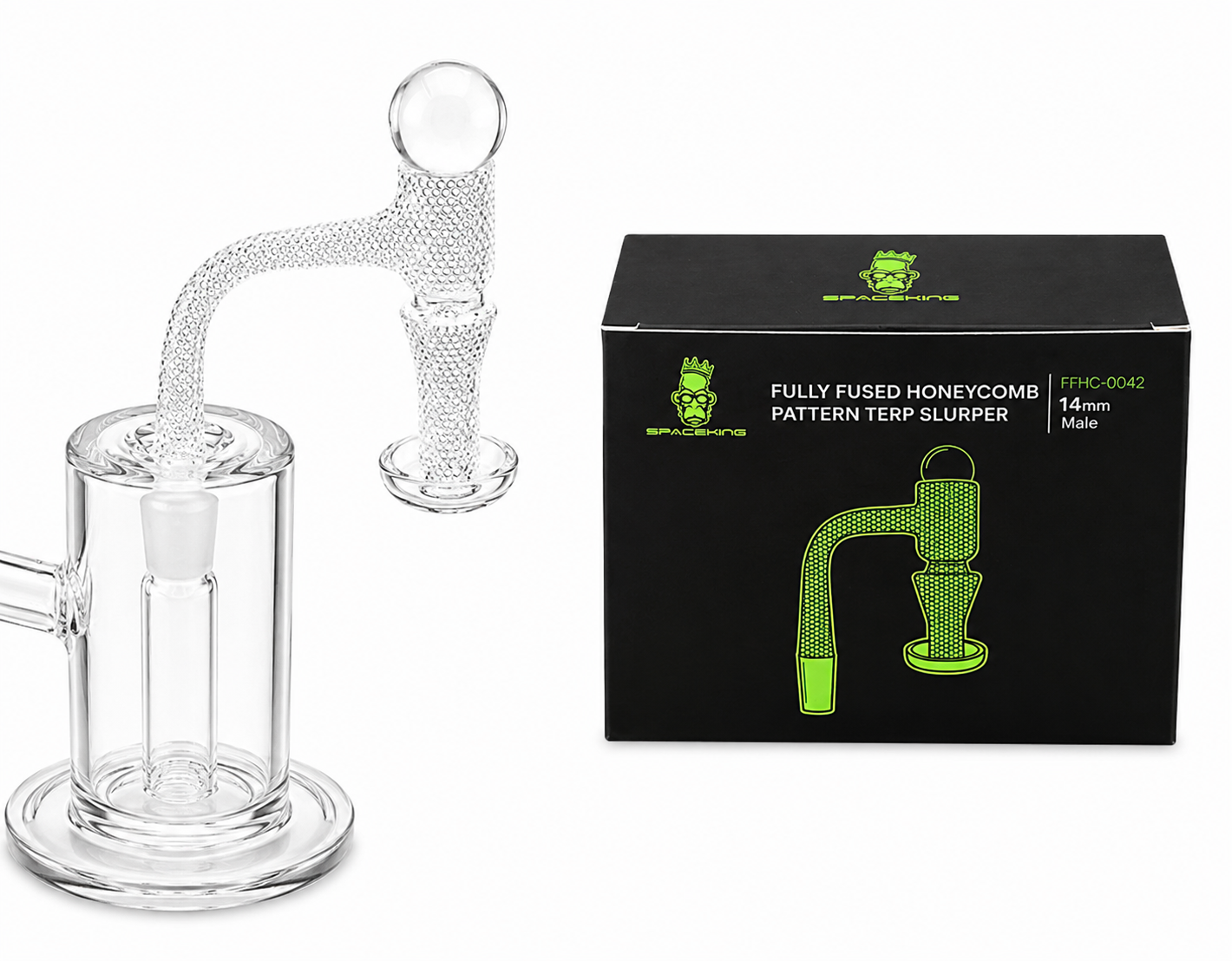 Space King Fully Fused Honeycomb Pattern Terp Slurper (Black / Green)