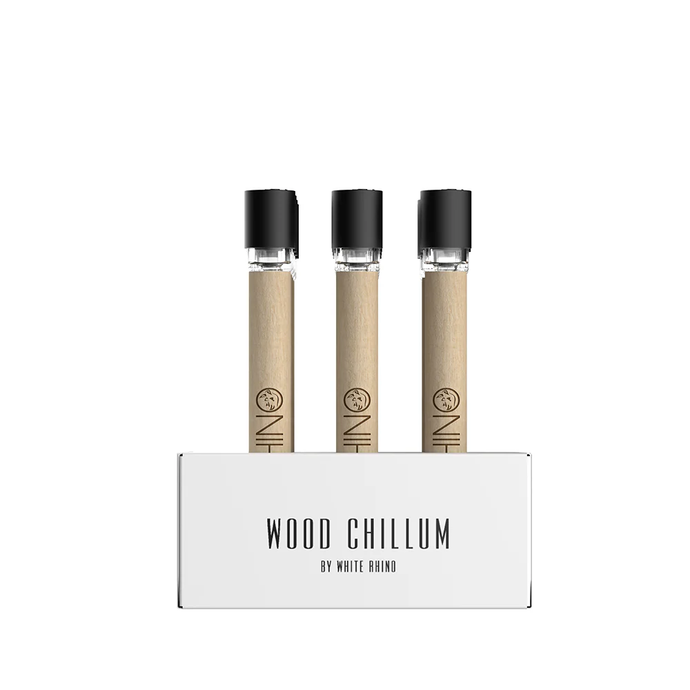 White Rhino - Premium Wood Chillum With Silicone Cap (12ct)