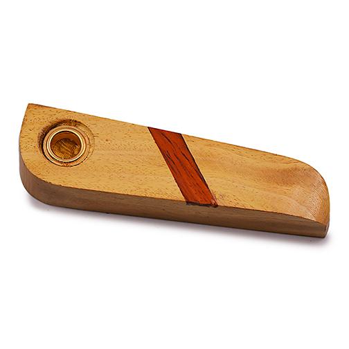Mini Wooden Pipe - Brown Strip (4")