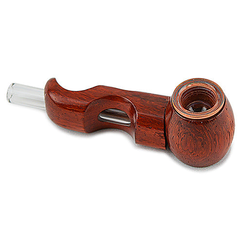 Solid Padauk Wood Pipe w/ Pyrex Bowl and Stem