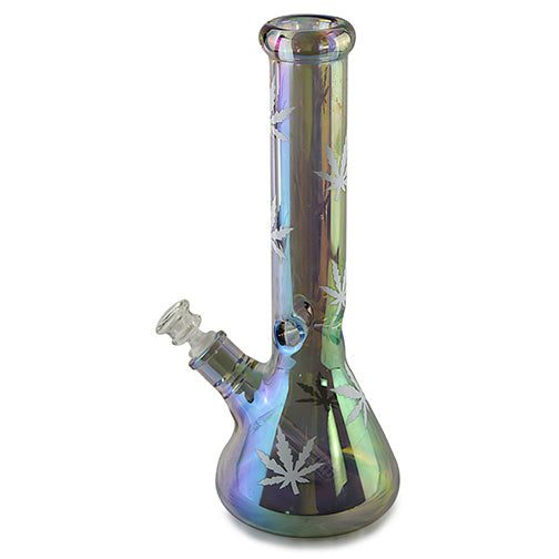 Iridescent Shiny Finish Beaker Water Pipe (14")