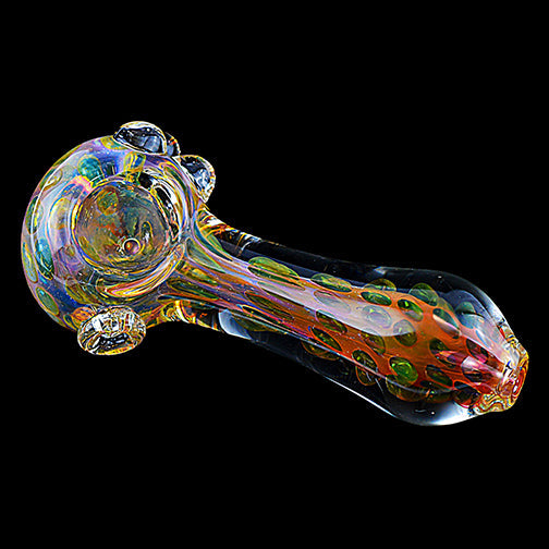 Gold Fume Chambered Glass Hand Pipe (4")